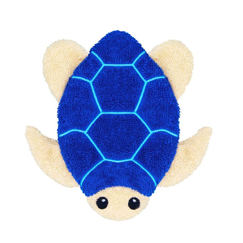 Organic Cotton Animal Washcloth - Blue Turtle