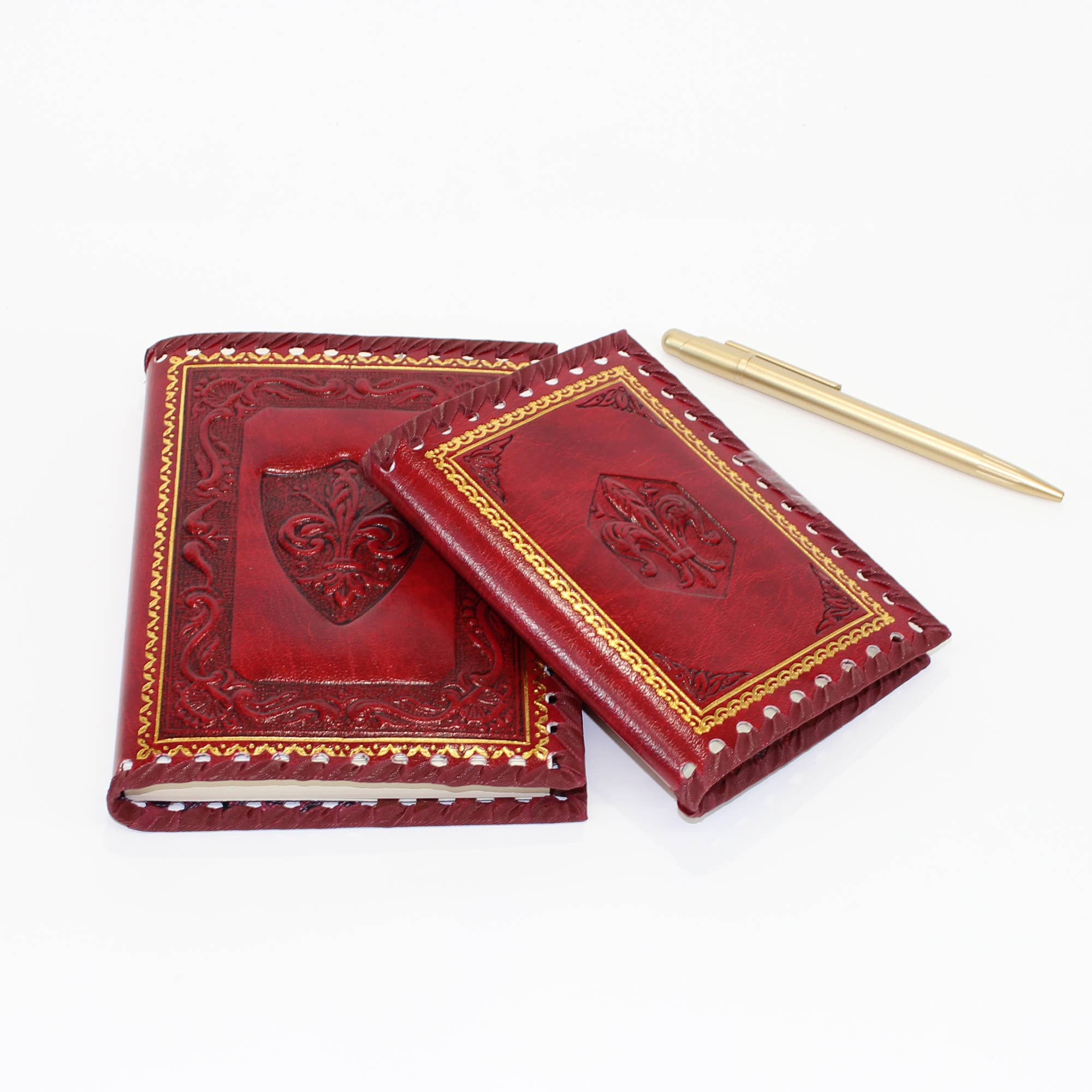 Stamped Leather Notebooks, Refillable Lined Pages, Italian Made