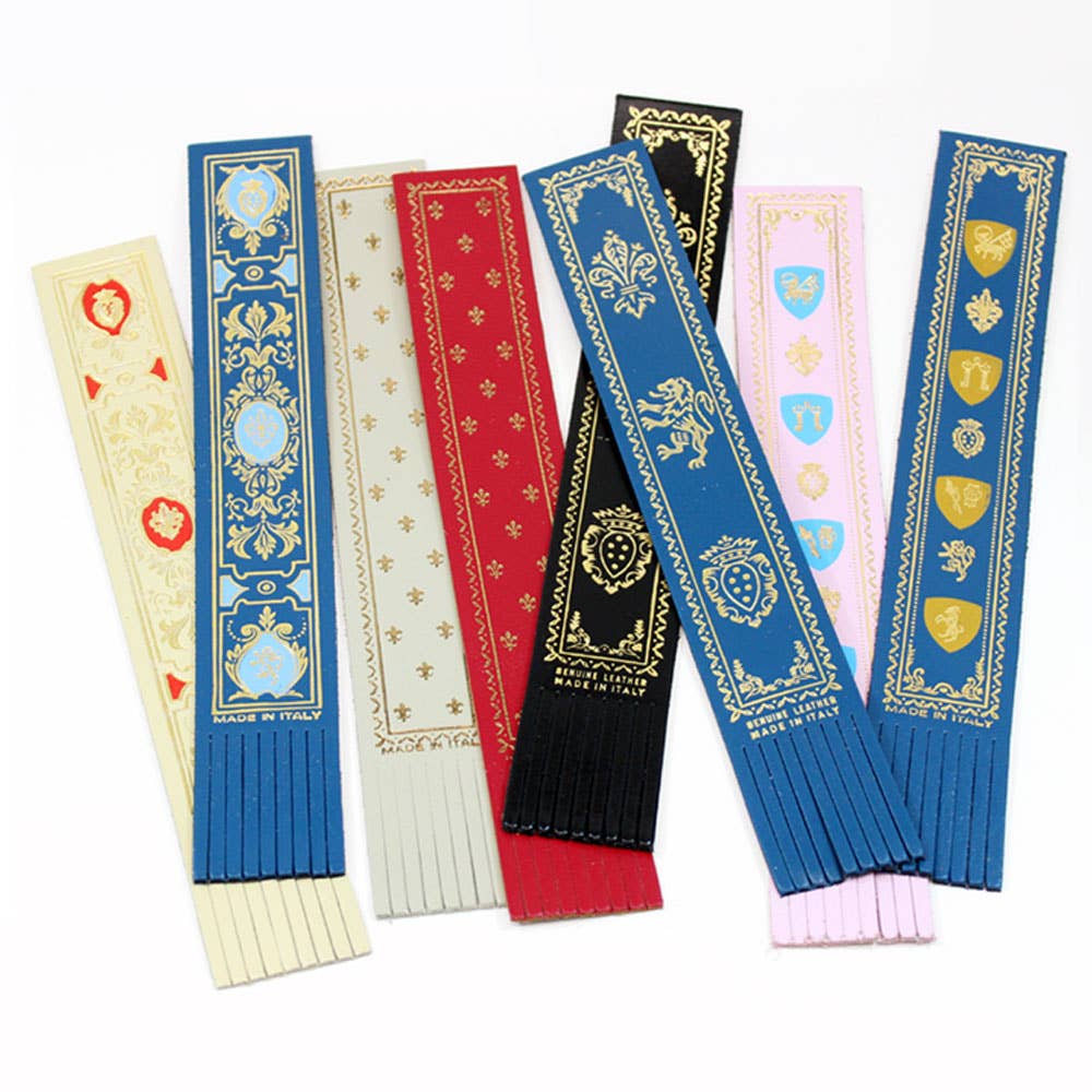 Heraldic-Style Leather Bookmarks, Vintage, Assorted colors