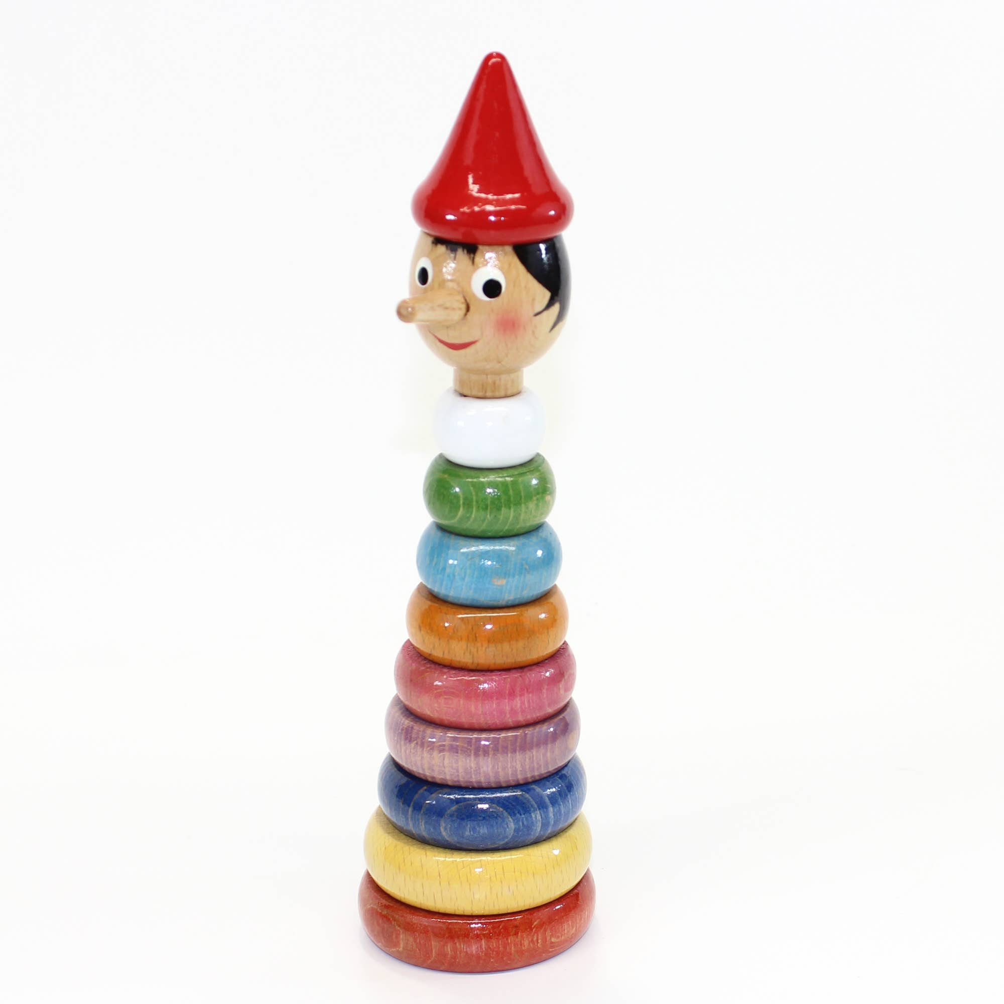 Pinocchio Wooden Pyramid Toy, Handmade, Vintage