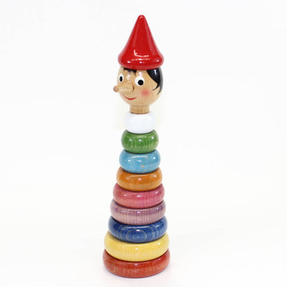 Pinocchio Wooden Pyramid Toy, Handmade, Vintage