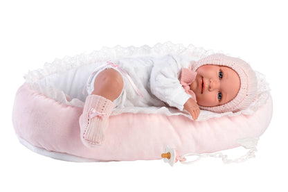 16.5" Articulated Newborn Doll Skylar with Bed Cushion