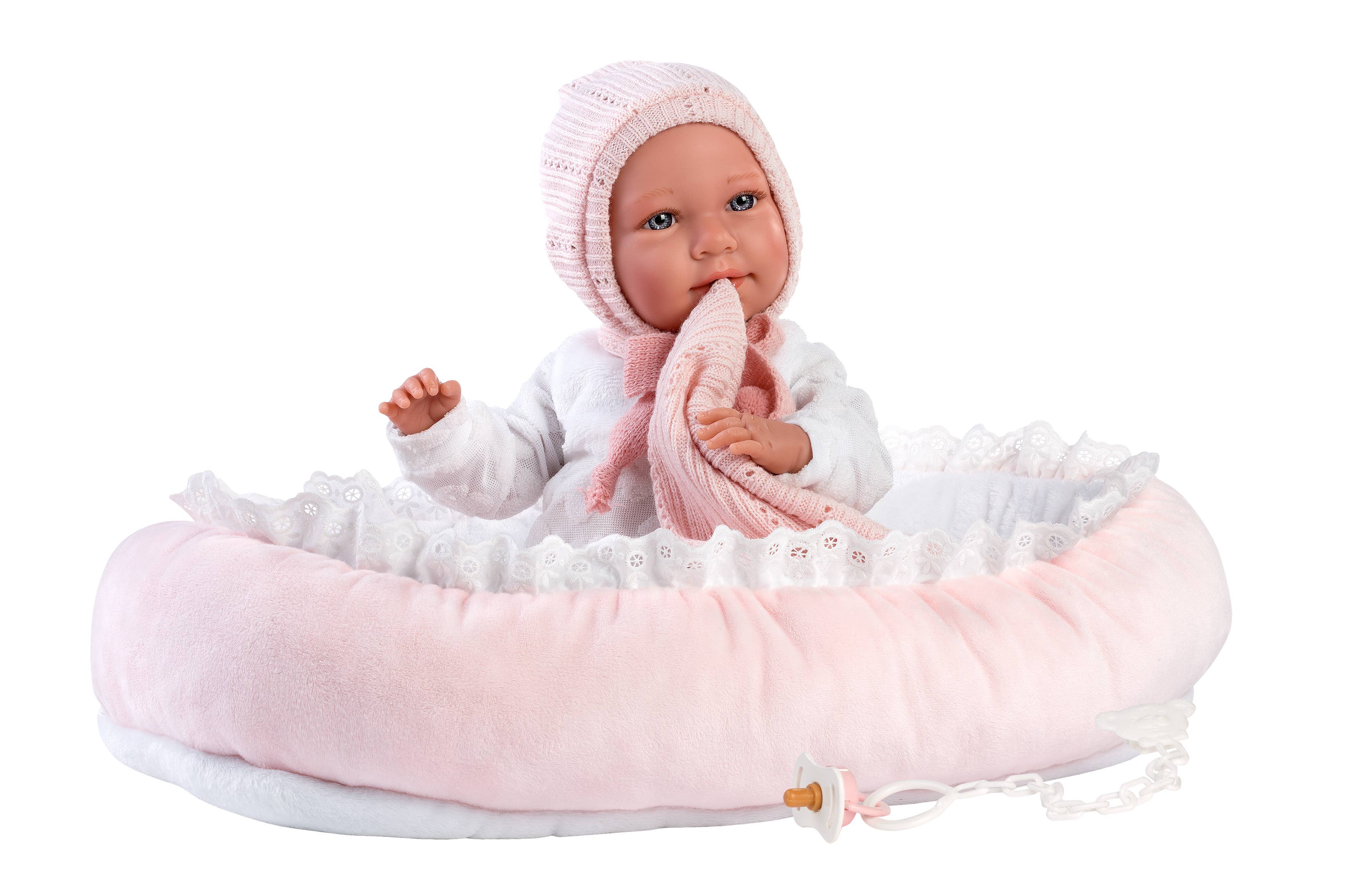 16.5" Articulated Newborn Doll Skylar with Bed Cushion