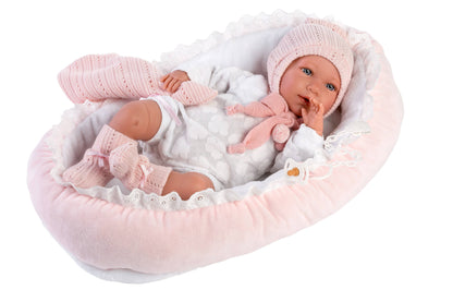 16.5" Articulated Newborn Doll Skylar with Bed Cushion