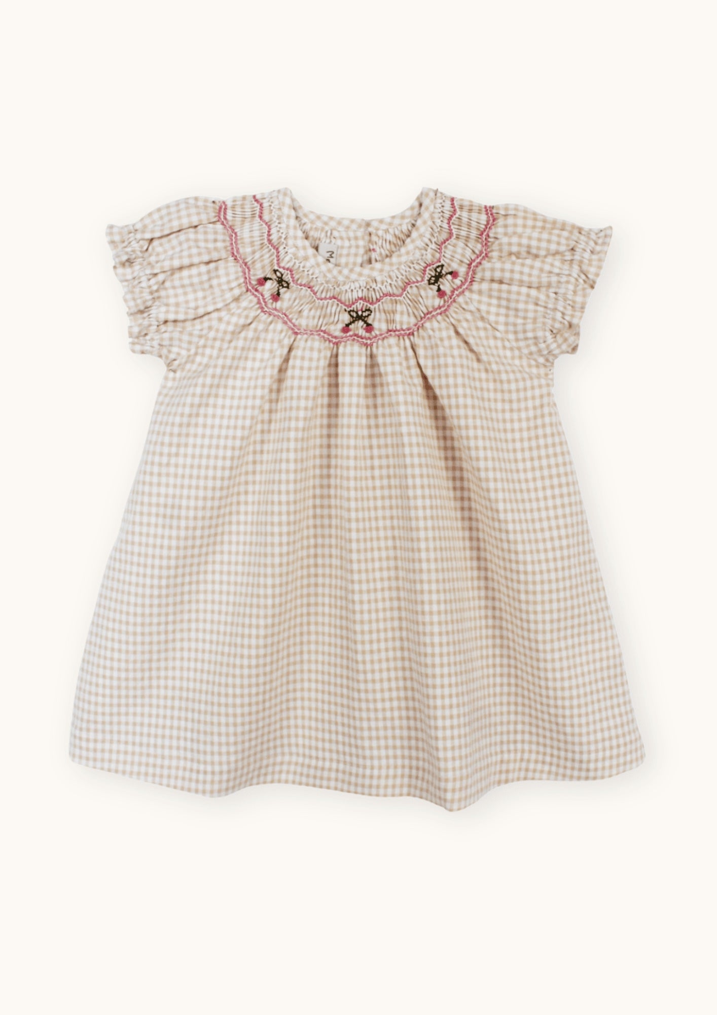 Cherry Smocked Embroidered Baby Dress