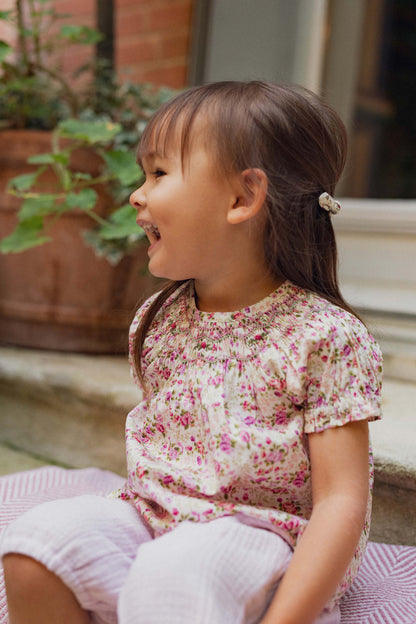 Meryl Smocked Embroidered Blouse in Liberty of London