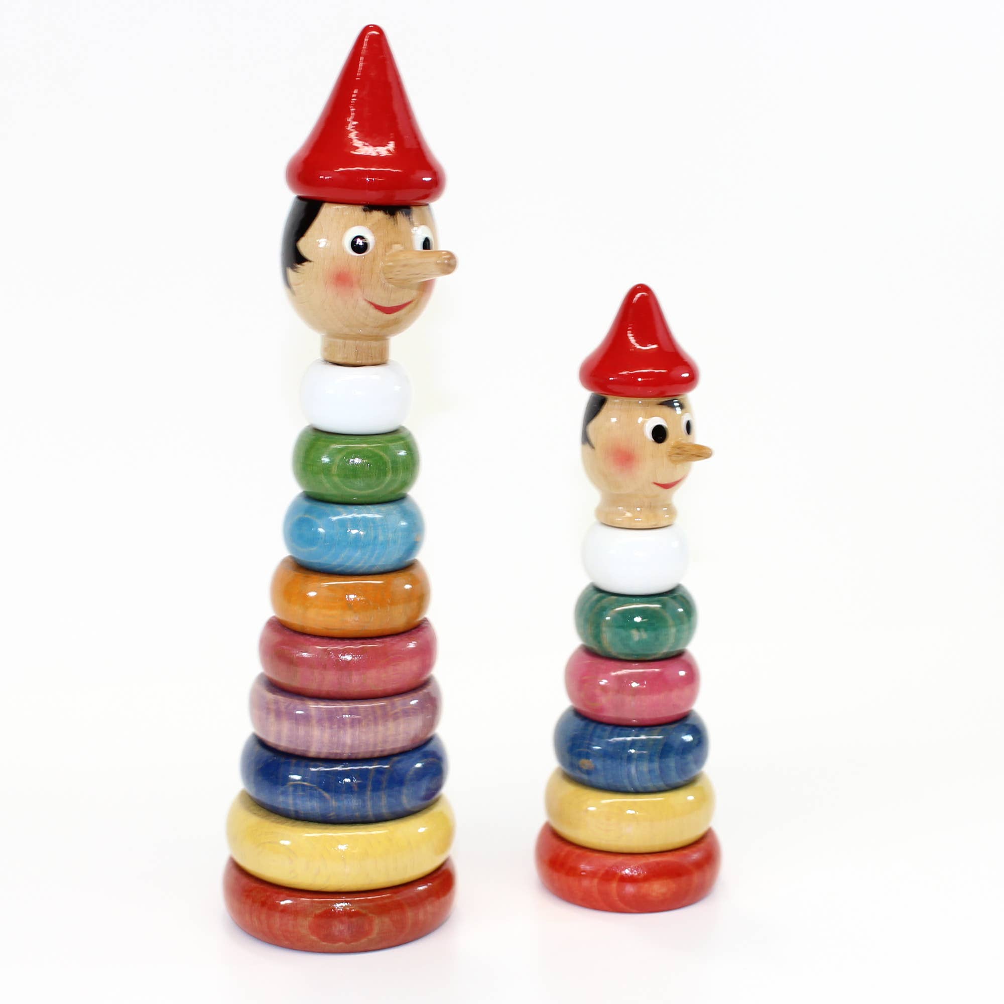 Pinocchio Wooden Pyramid Toy, Handmade, Vintage