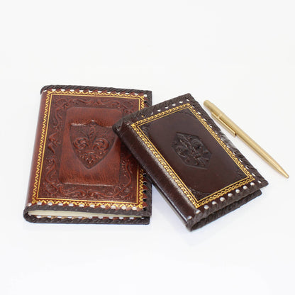 Stamped Leather Notebooks, Refillable Lined Pages, Italian Made