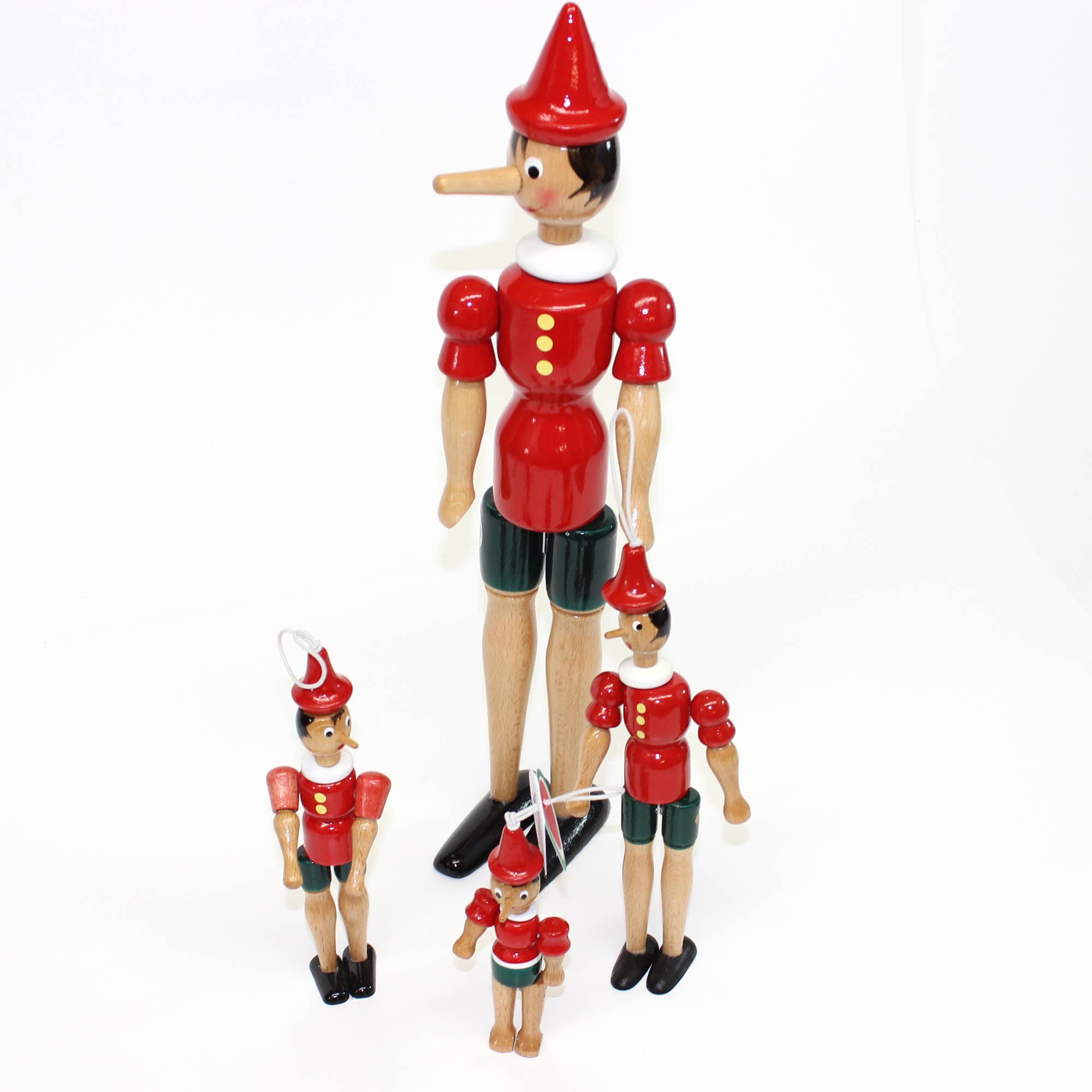 Pinocchio Classic Wooden Toy Figures, Handmade, Vintage